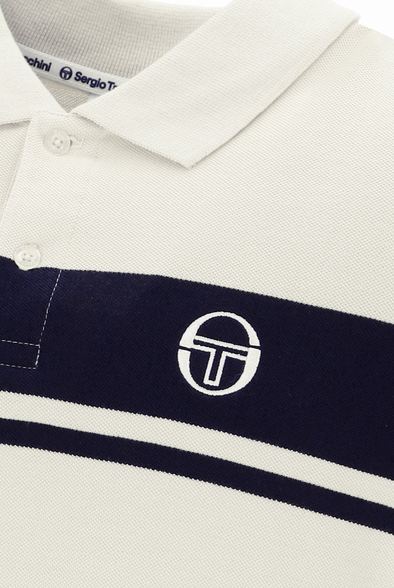 Sergio Tacchini Men's STM14554 SS Young Line Polo Shirt Gardenia / Maritime Blue