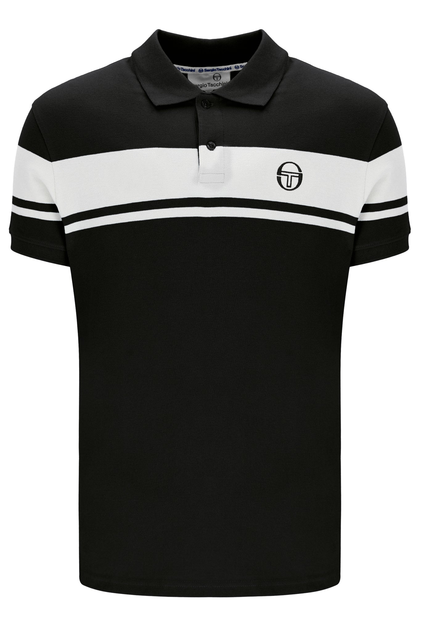 Sergio Tacchini Men's STM14554 SS Young Line Polo Shirt Black / White