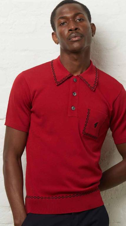 Gabicci Vintage Men's V54GM18 Alexander SS Knit Polo Shirt Cherry Red