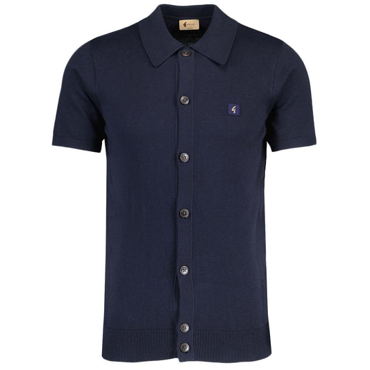 Gabicci Vintage Men's V54GK17 Guiness SS Full Button Polo Shirt Navy Blue