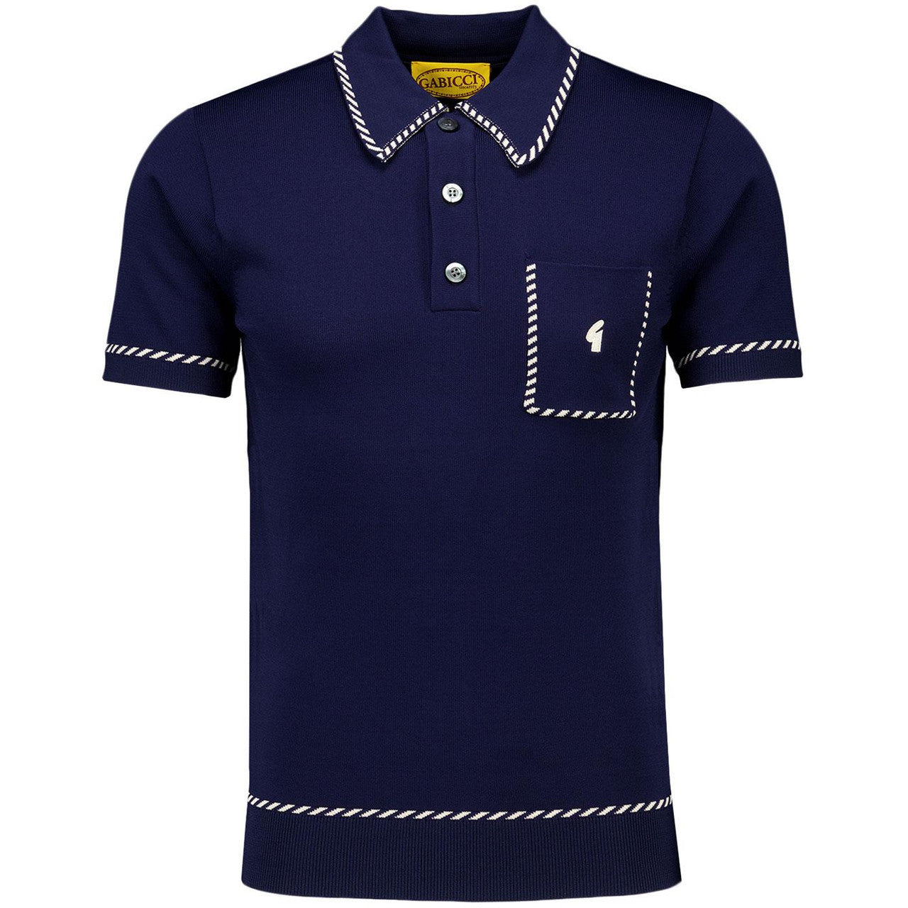 Gabicci Vintage Men's V55GM22 Routledge S/S Knit Polo Shirt Navy Blue