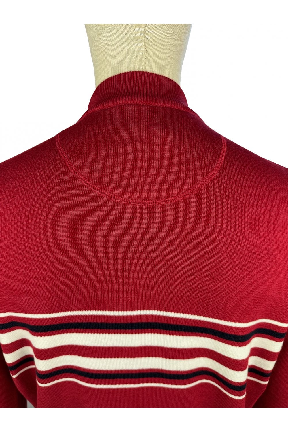 Ska & Soul Men's SS2560 LS 'Knebworth' Border Stripe Turtle Neck Jumper Blood Red