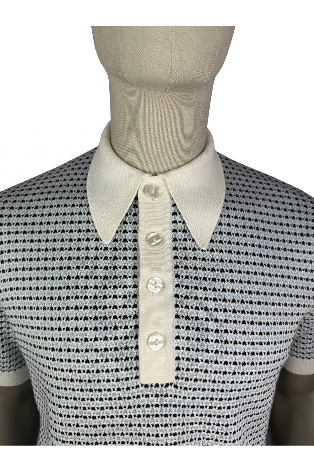 Ska & Soul Men's SS2542 Spearpoint Fine Gauge Textured Polo Shirt Ecru