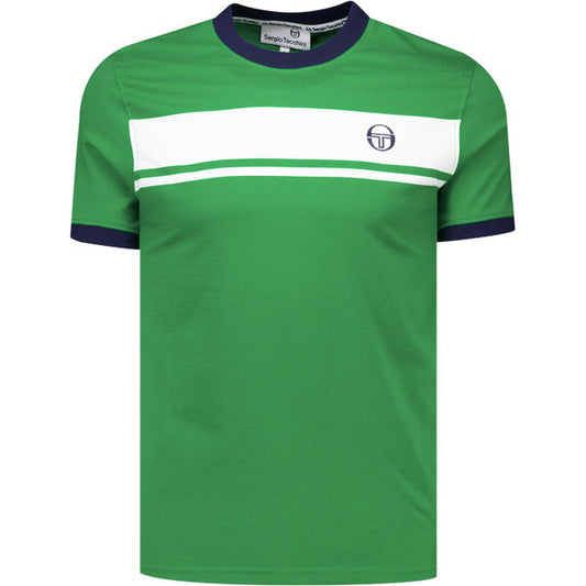 Sergio Tacchini Men's STM14593 SS Master Crew Neck T Shirt Fern Green / White