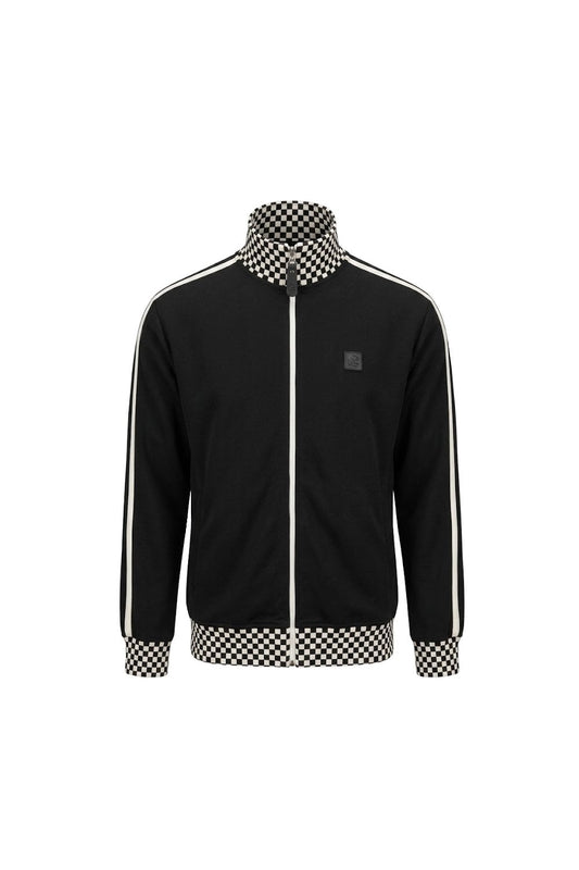 Trojan Records Men's TR9105 Chequerboard Rib Track Top Black