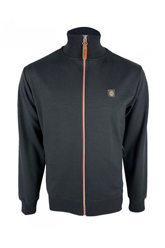 Trojan Records Men's TR8950 Chrome Zip Plain Track Top Navy Blue