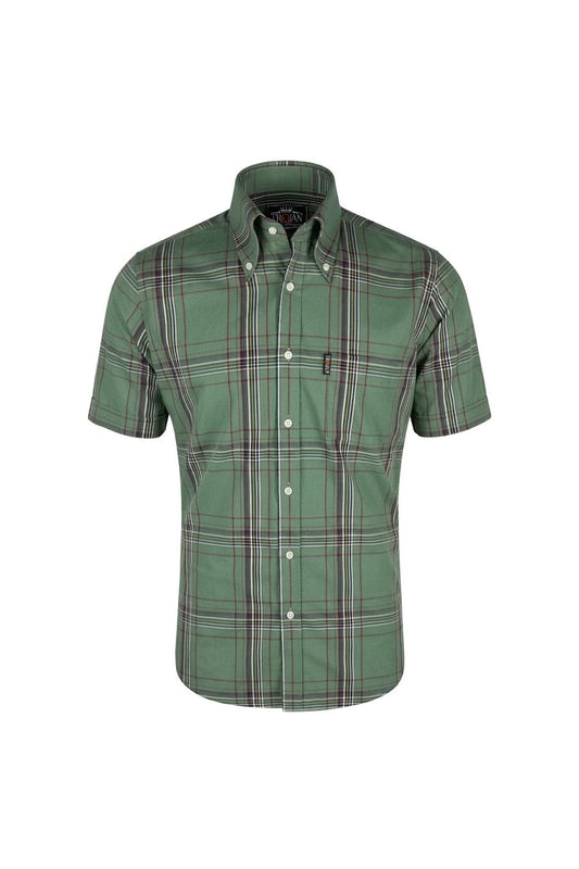 Trojan Records Men's TC1062 SS Large Check Shirt Green