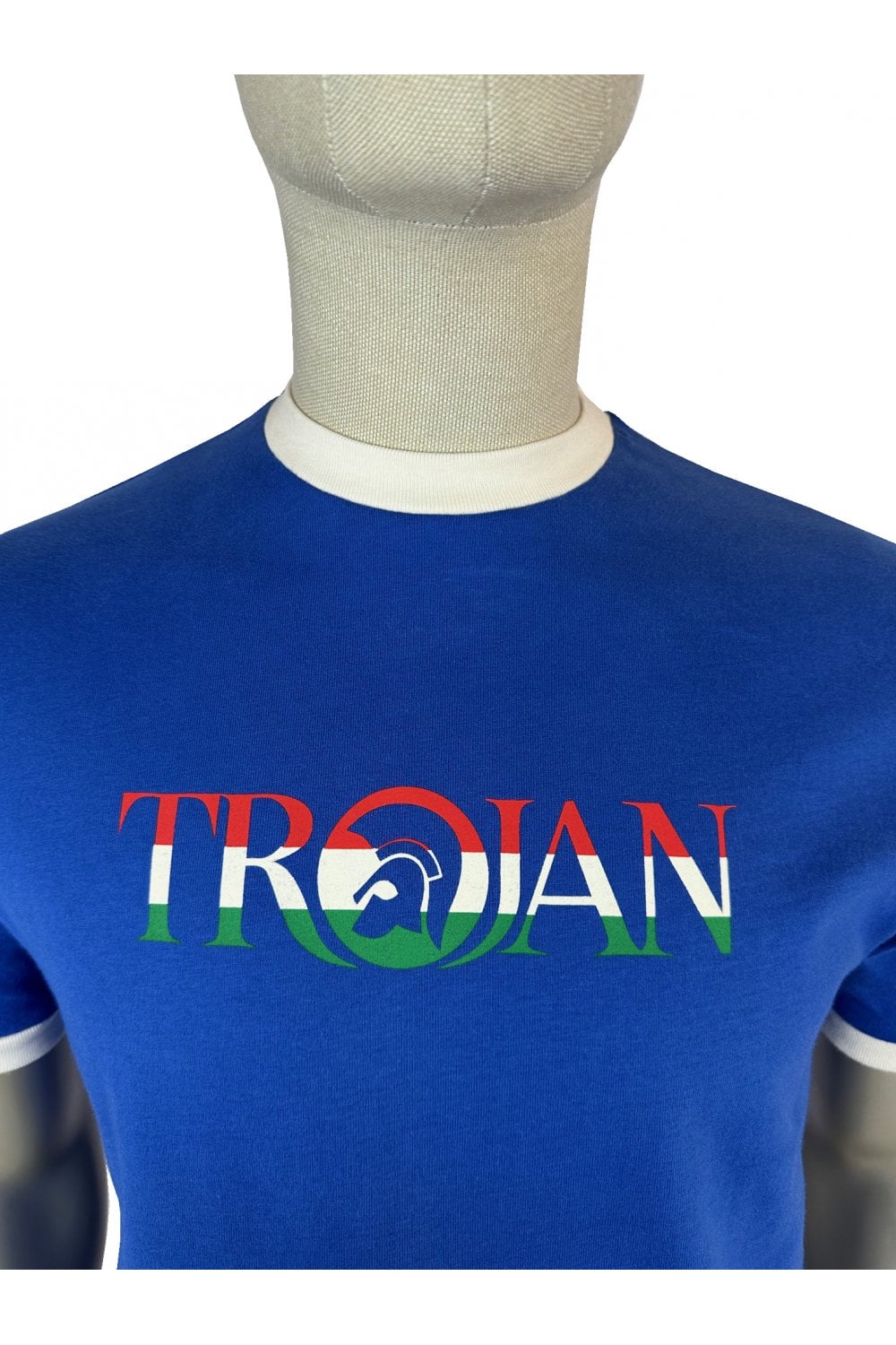 Trojan Records Men's TC1014 Logo Ringer T Shirt Cobalt Blue