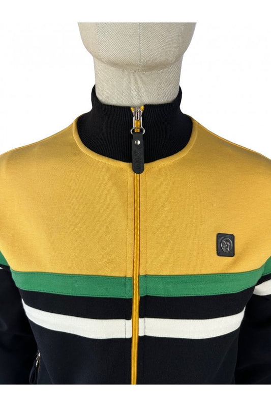 Trojan Records Men's TR9000 Panel Stripe Track Top Black