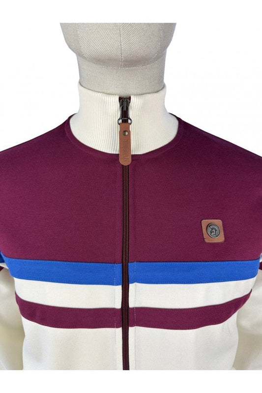 Trojan Records Men's TR9000 Panel Stripe Track Top Ecru