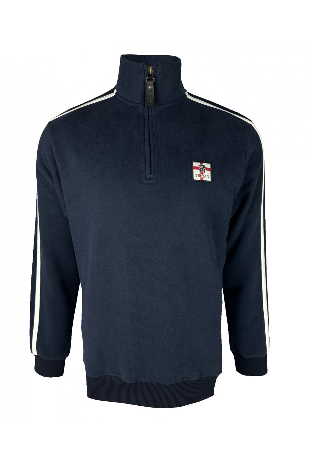 Trojan Records Men's TR9057 Quarter Zip St George Sweat Navy Blue