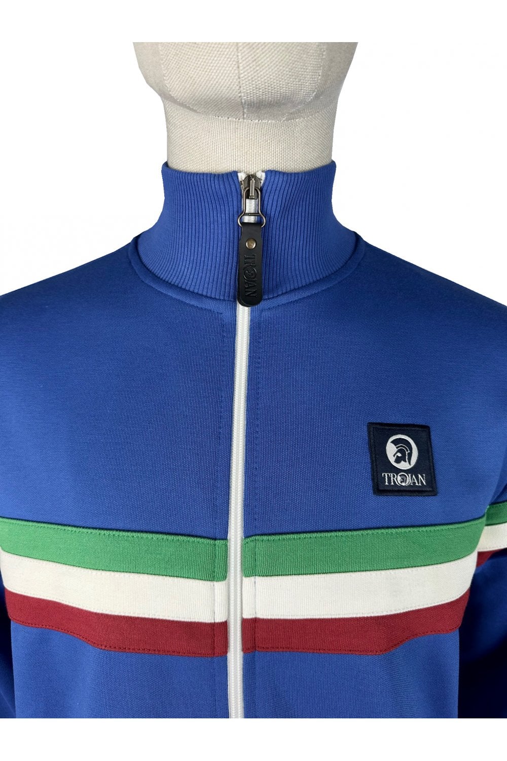Trojan Records Men's TR9102 Retro Stripe Track Top Cobalt Blue