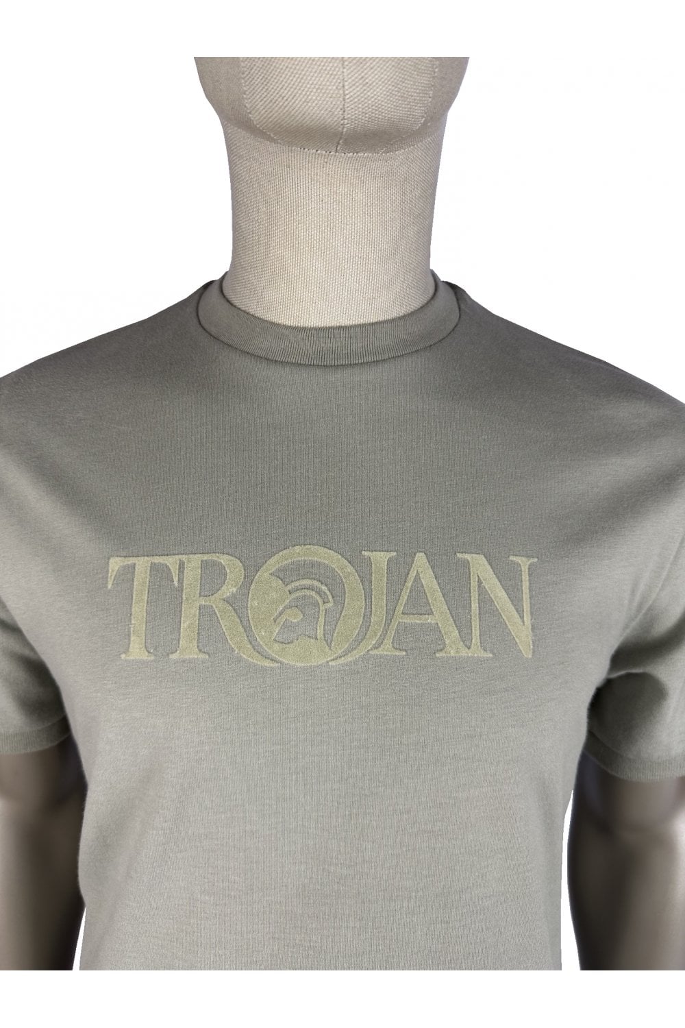 Trojan Records Men's TR9139 Self-Flock Print Logo Tee Grey