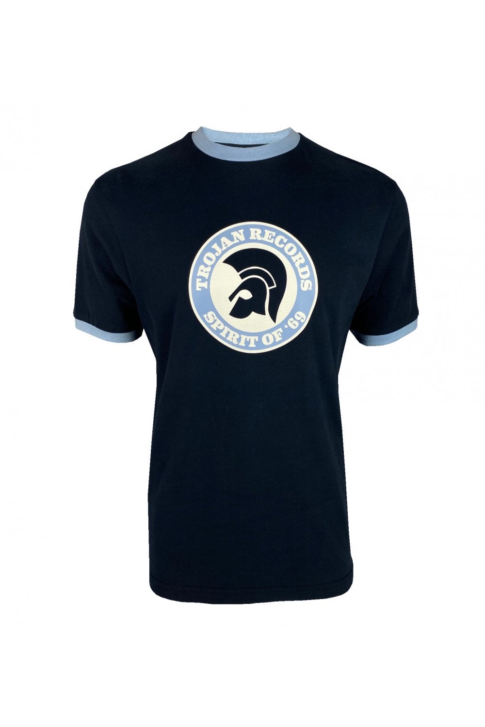 Trojan Records Men's TC1006 Spirit Of '69 Logo Tee Shirt Navy Blue