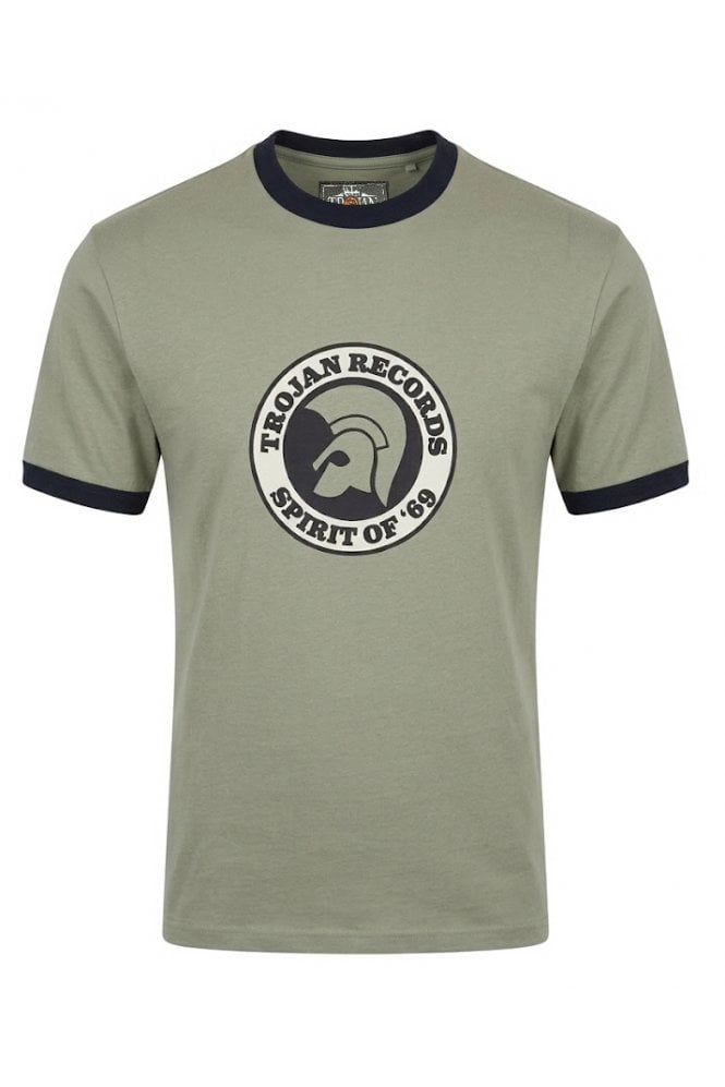 Trojan Records Men's TC1006 Spirit Of '69 Logo Tee Shirt Grey