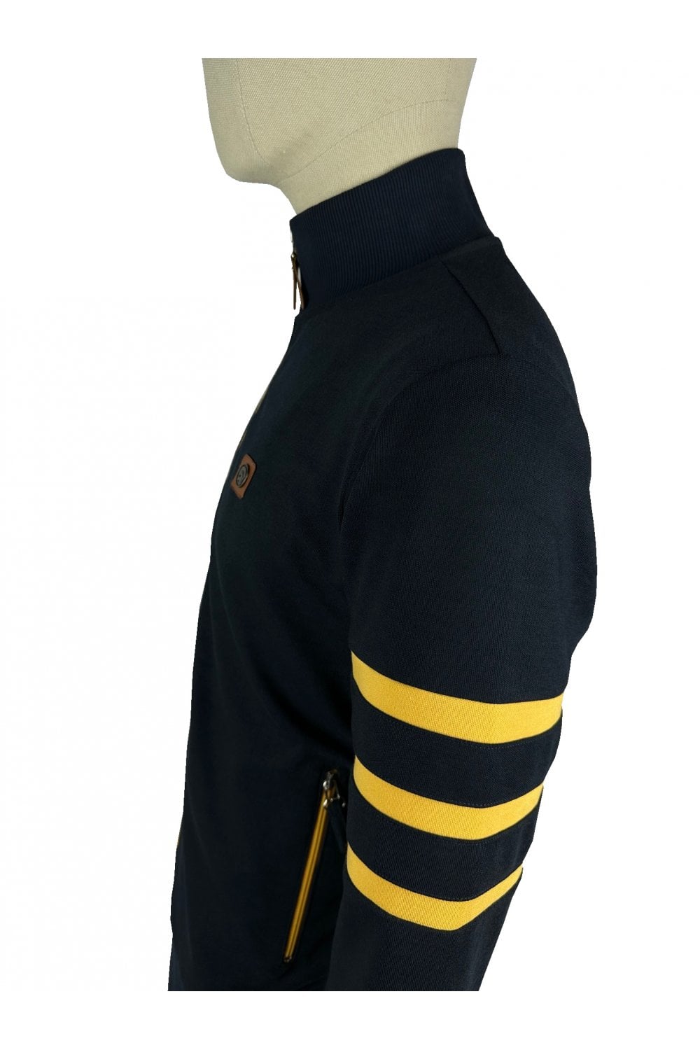 Trojan Records Men's TR8851 Stripe Sleeve Track Top Navy Blue