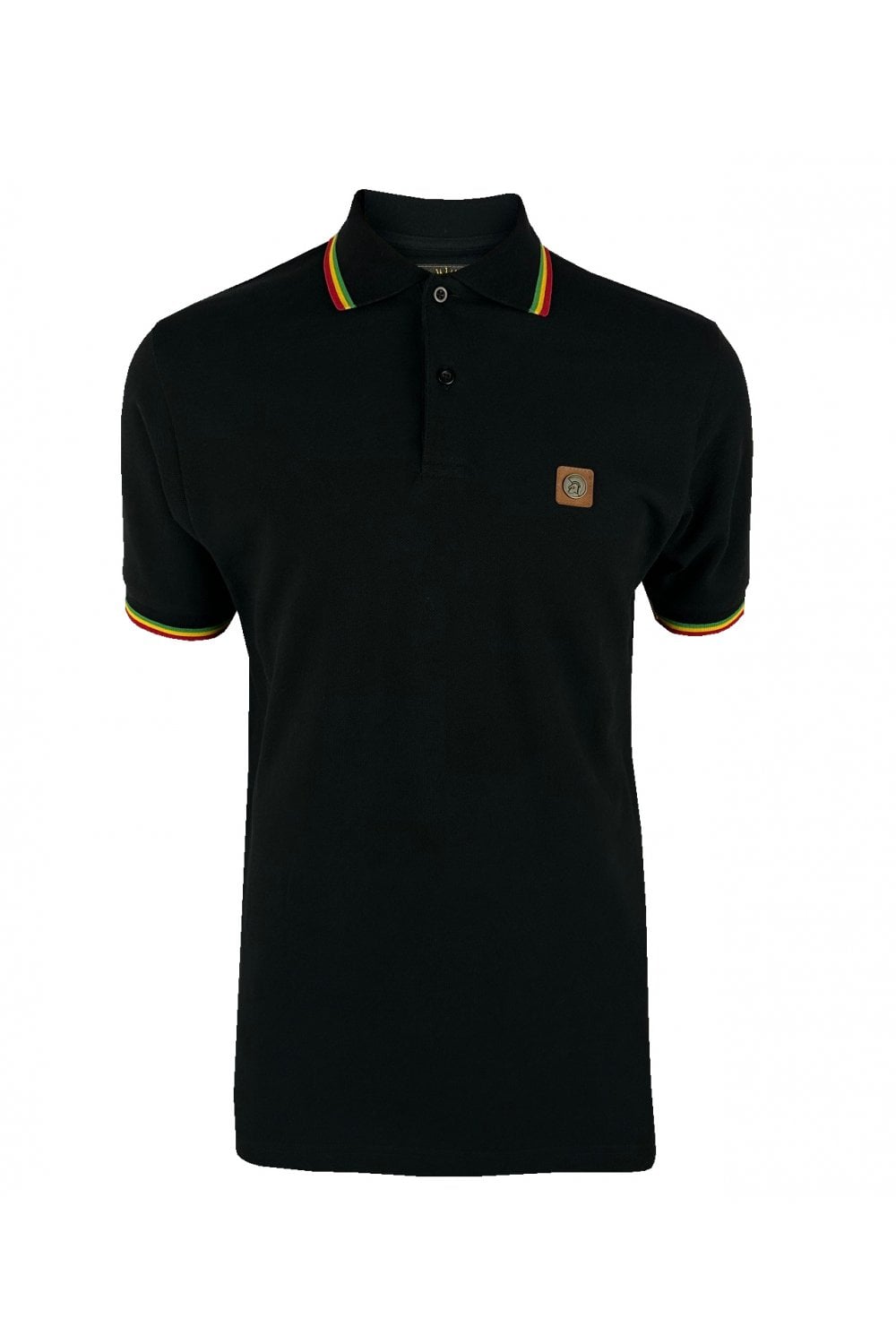 Trojan Records Men's TC1041 Three Colour Tipped Pique Polo Shirt Black