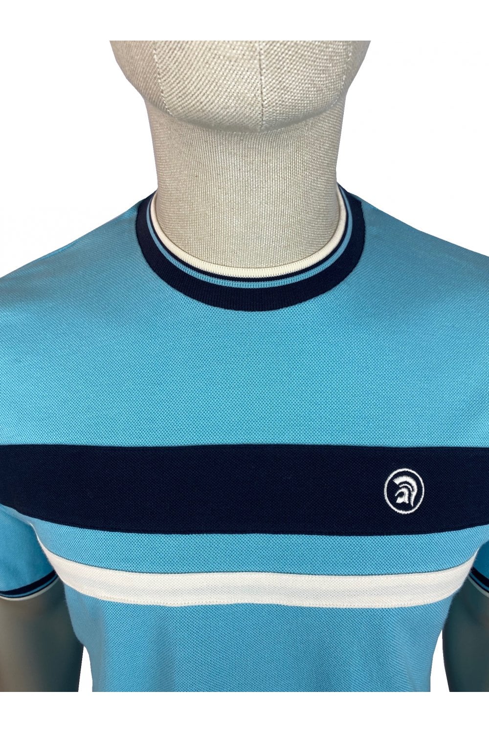 Trojan Records Men's TR8787 Tipped Stripe Front Tee Shirt Mint