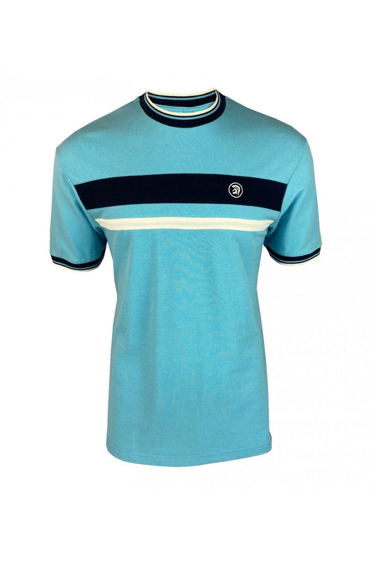 Trojan Records Men's TR8787 Tipped Stripe Front Tee Shirt Mint