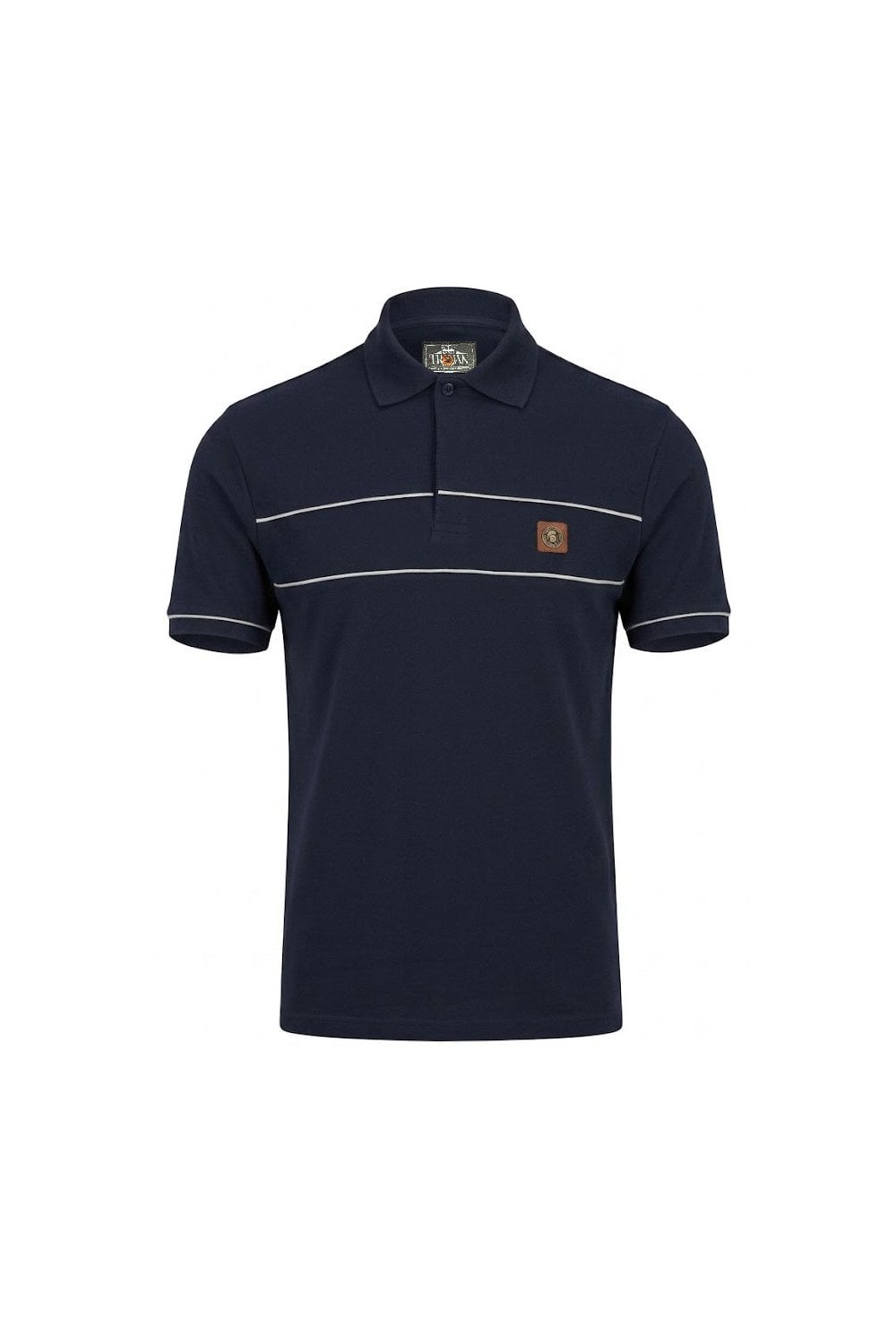 Trojan Records Men's TR9127 Twin-Piped Plain Polo Shirt Navy Blue