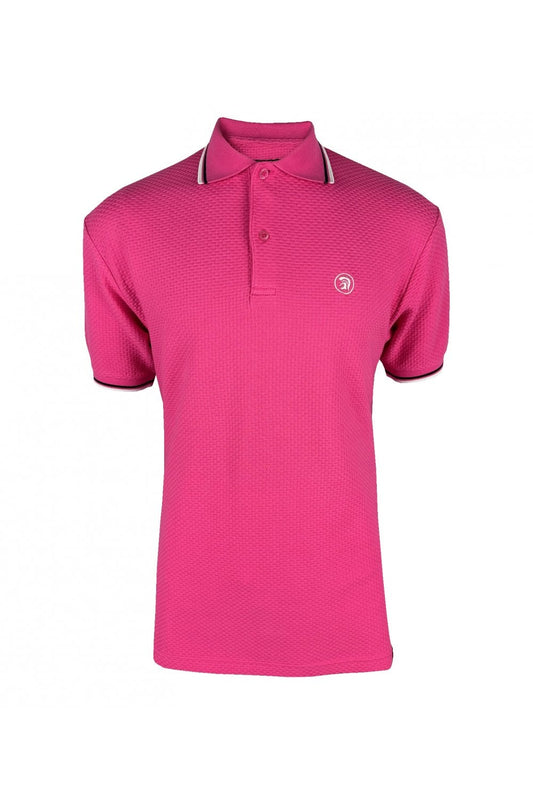 Trojan Records Men's TC1038 Twin Tipped Textured Polo Shirt Candy Pink