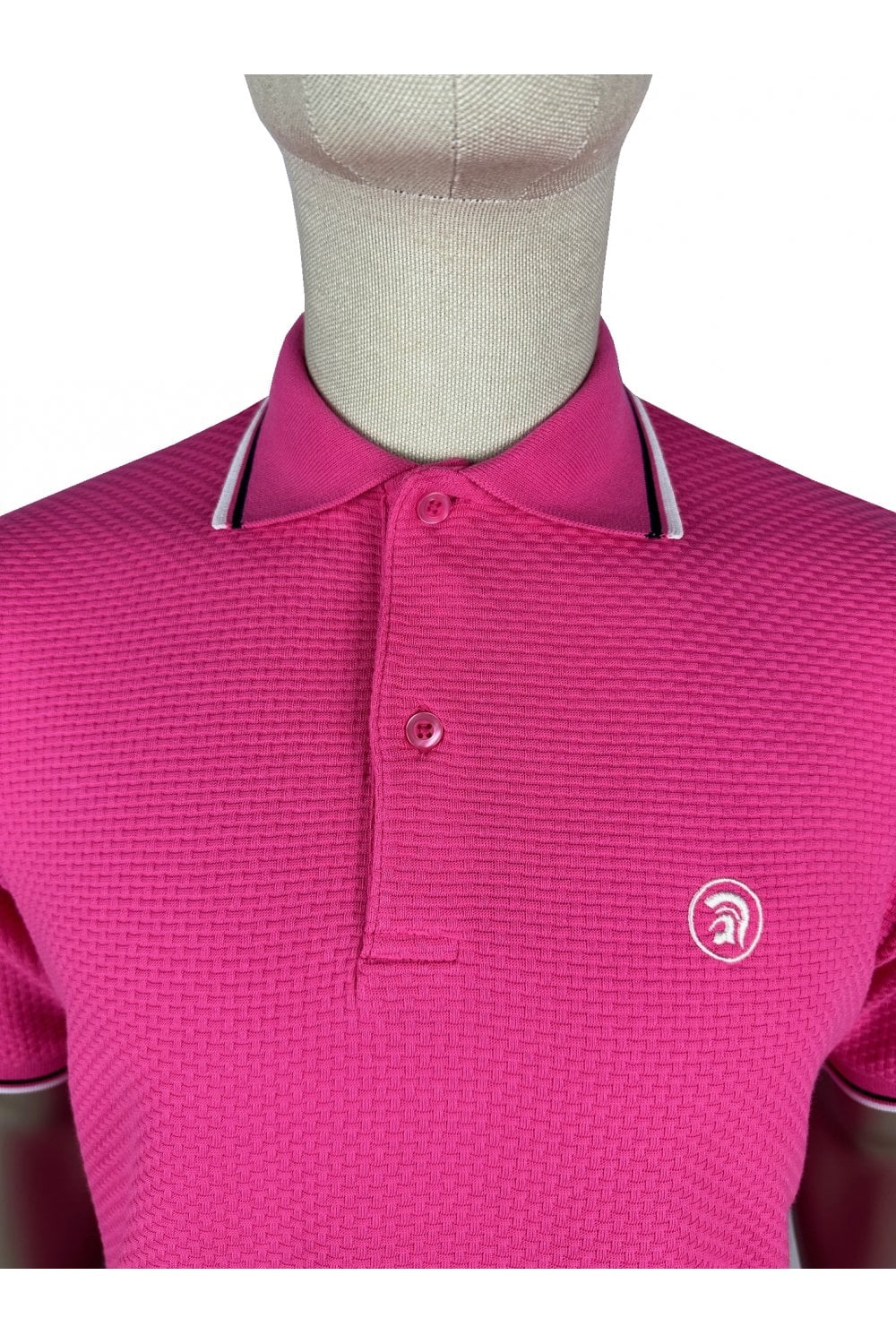 Trojan Records Men's TC1038 Twin Tipped Textured Polo Shirt Candy Pink