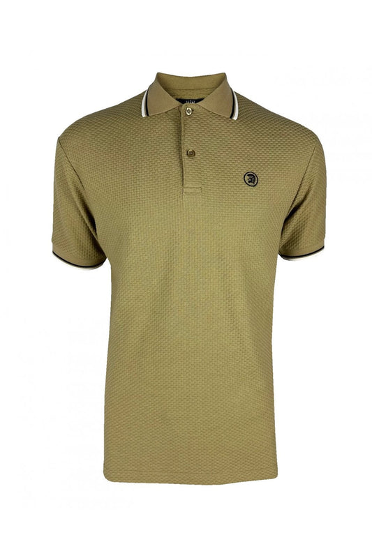 Trojan Records Men's TC1038 Twin Tipped Textured Polo Shirt Camel