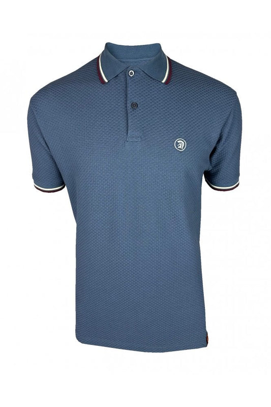 Trojan Records Men's TC1038 Twin Tipped Textured Polo Shirt Air Force Blue