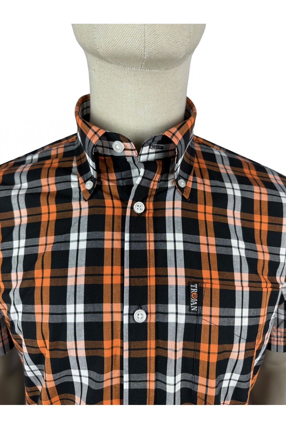 Trojan Records Men's TC1034 SS Windowpane Check Shirt Trojan