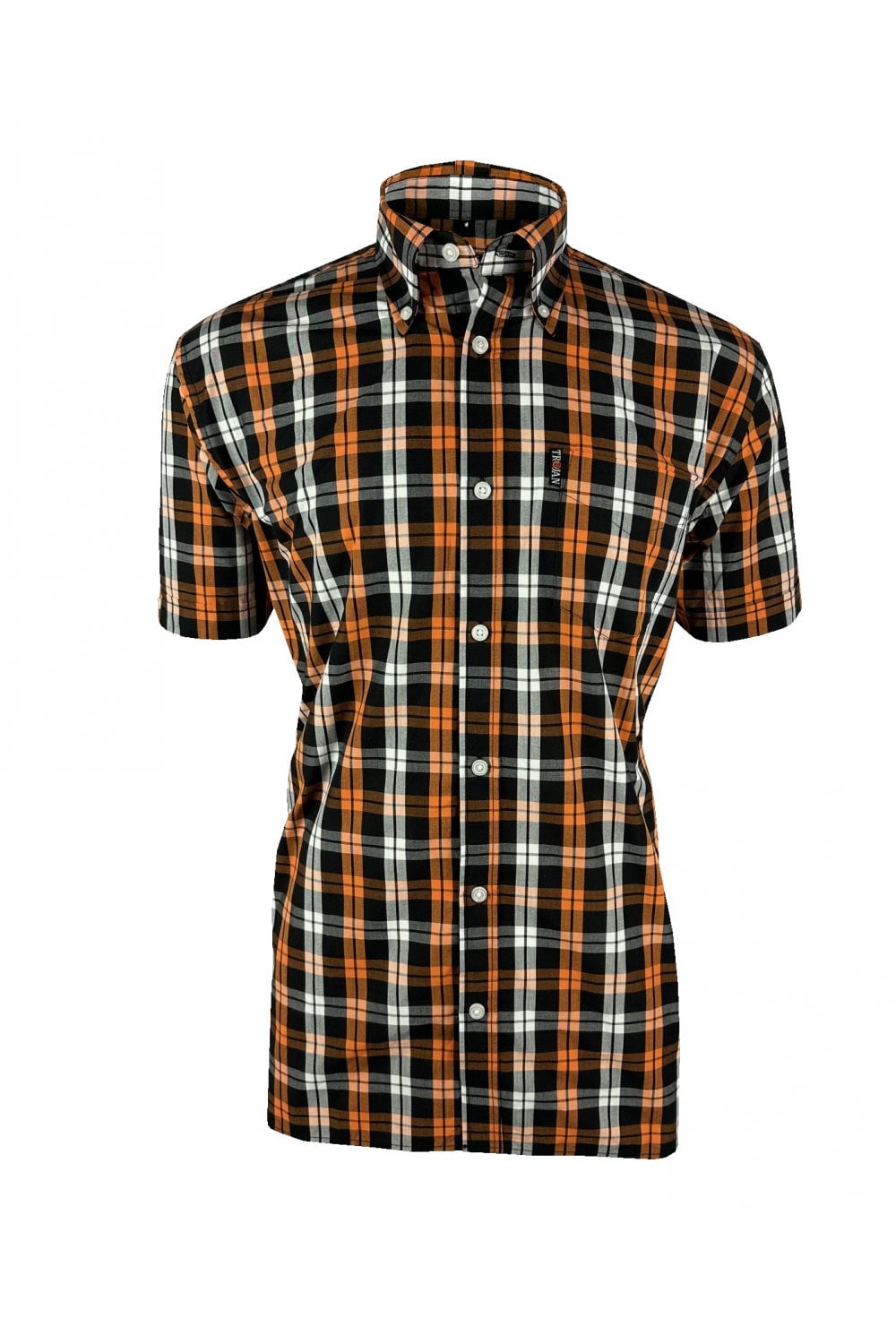 Trojan Records Men's TC1034 SS Windowpane Check Shirt Trojan