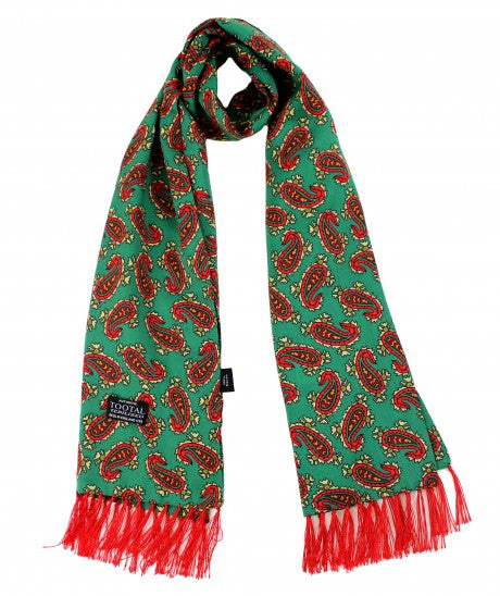 Tootal Men's TB1413 Paisley Print Rayon Scarf Green