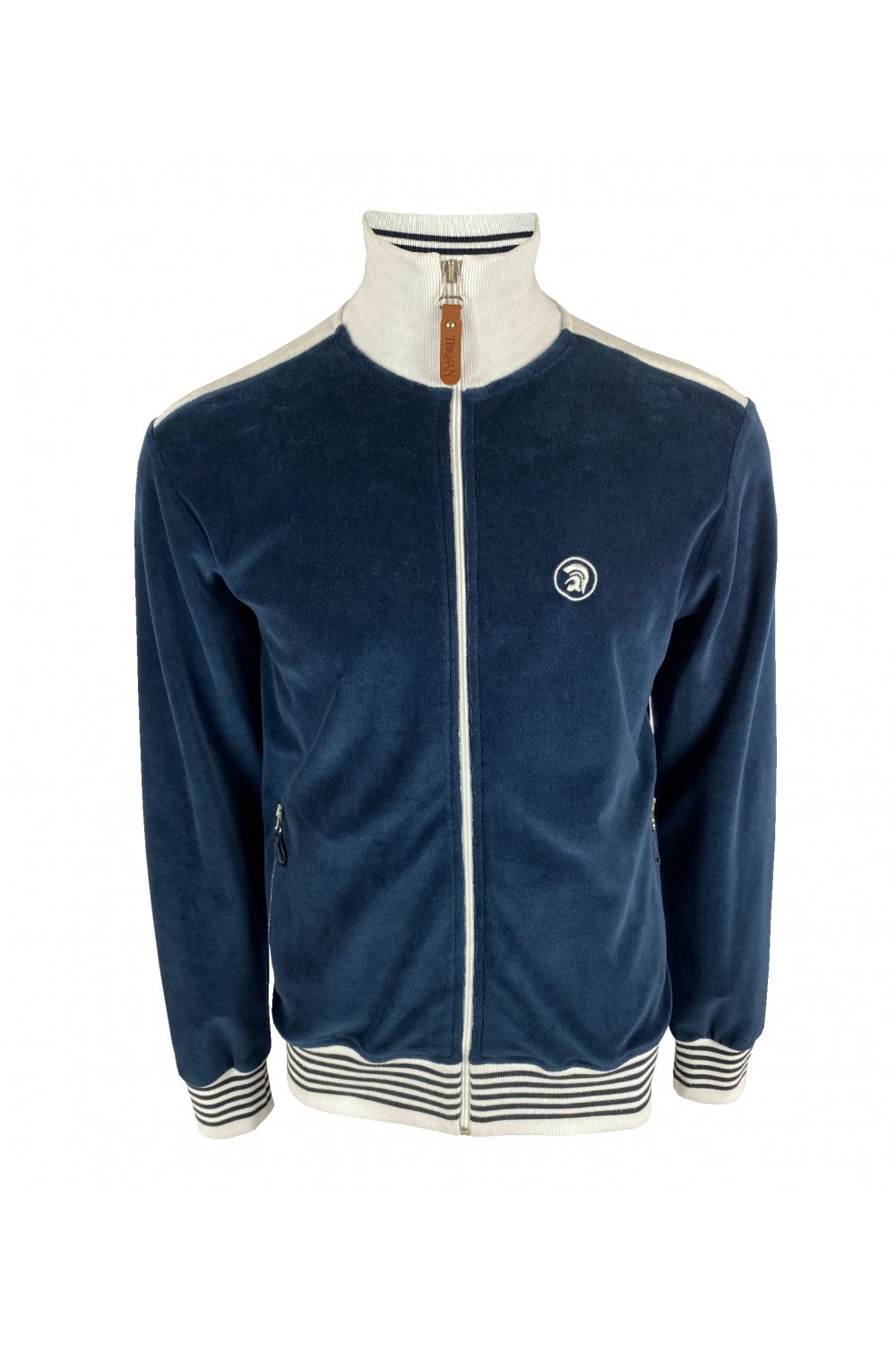 Trojan Records Men's TR8750 Marley Velour Track Top Navy Blue